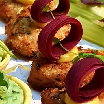 Close up image of various canapes ready to be served
